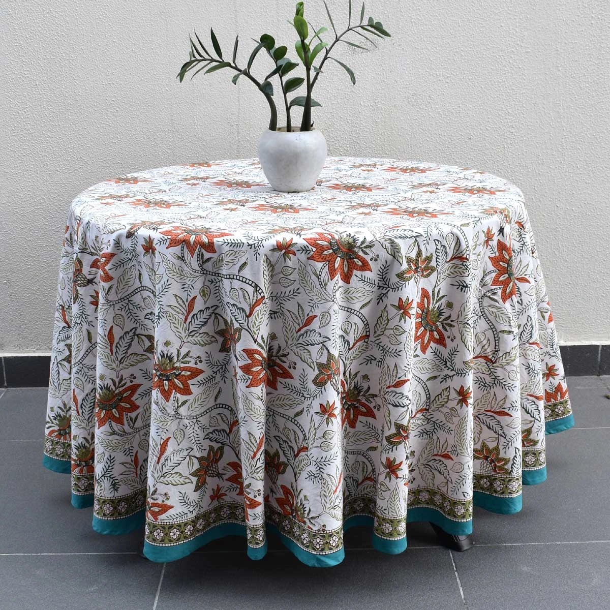 Natural Dye Tablecloth Bossanova Green Open