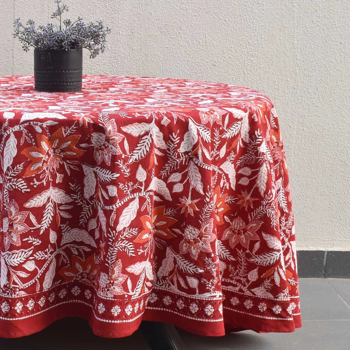 Premium Cotton Round Table Decor Bossanova Red Gud