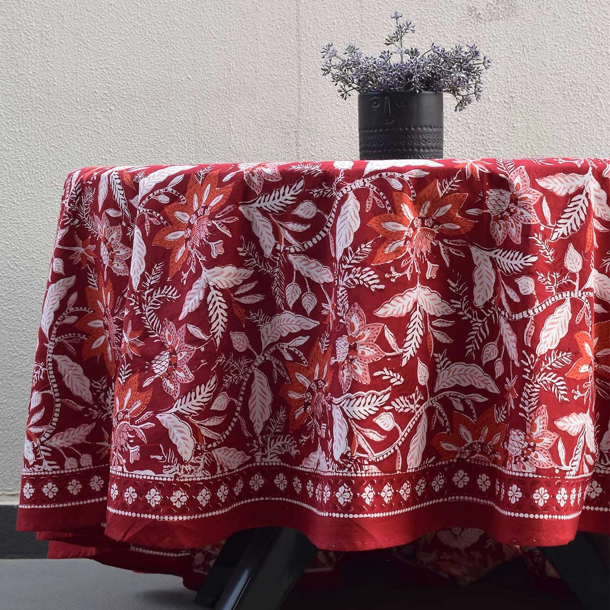 Premium Cotton Round Table Decor Bossanova Red Gud