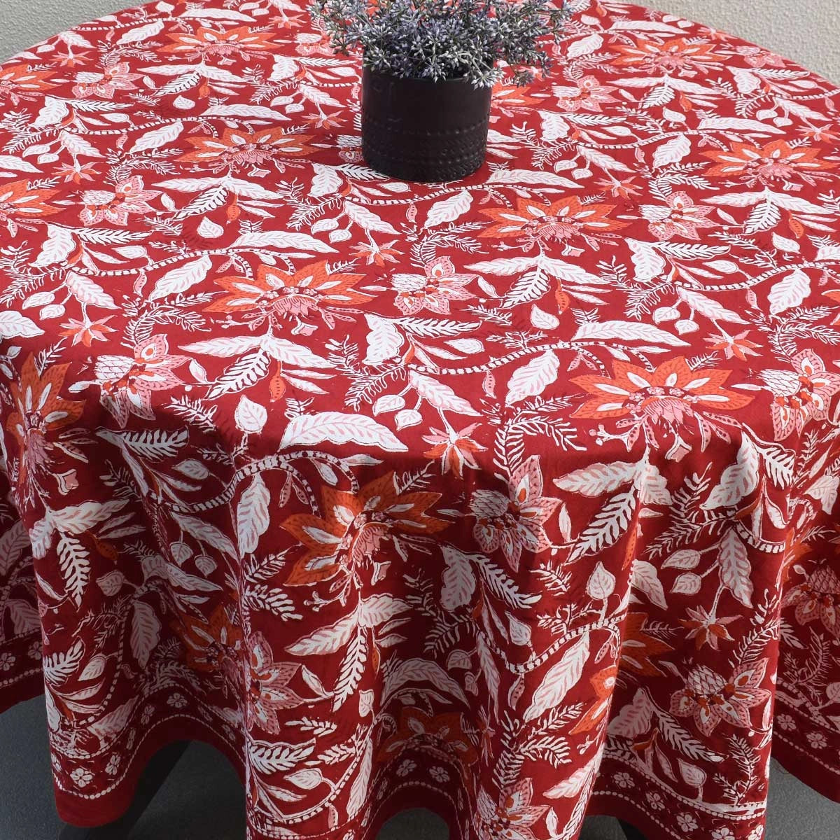 Premium Cotton Round Table Decor Bossanova Red Gud