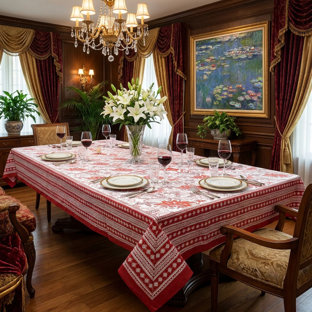 Ethnic Print Large Tablecloth | Bossanova Red Open 103700