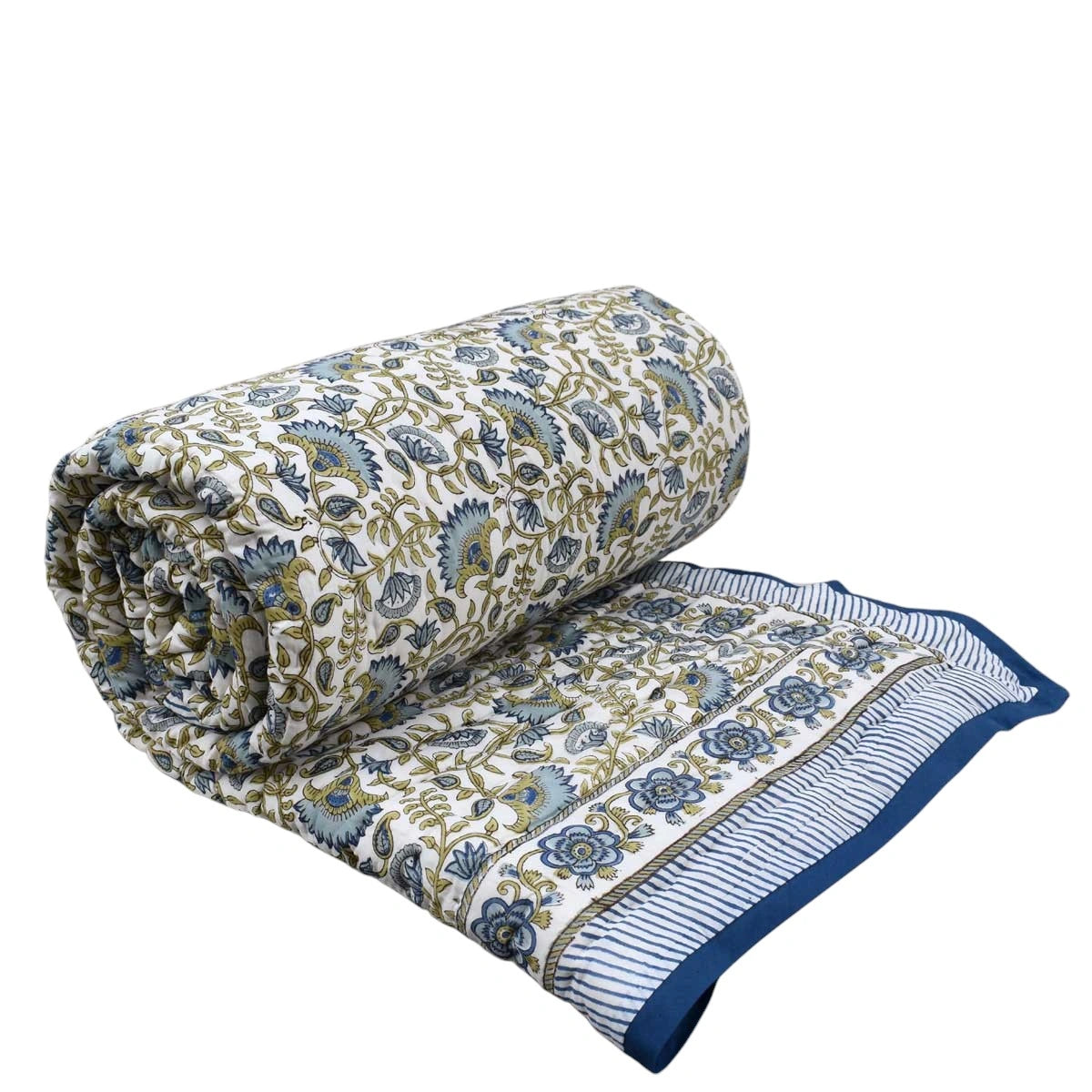 Jaipur Quilt For Double Bed Carnation Blue