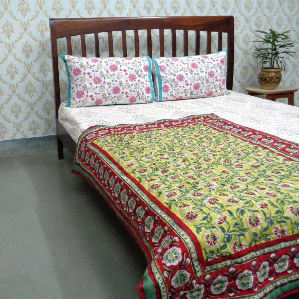 Soft Cotton Reversible Baby Blanket | Chakri Green 104402