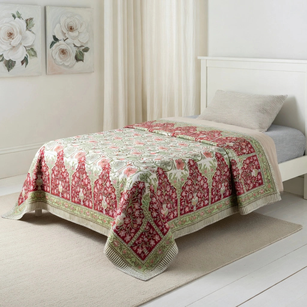 Jaipuri Hand Block Printed Dohar | Chakri Phool 230848