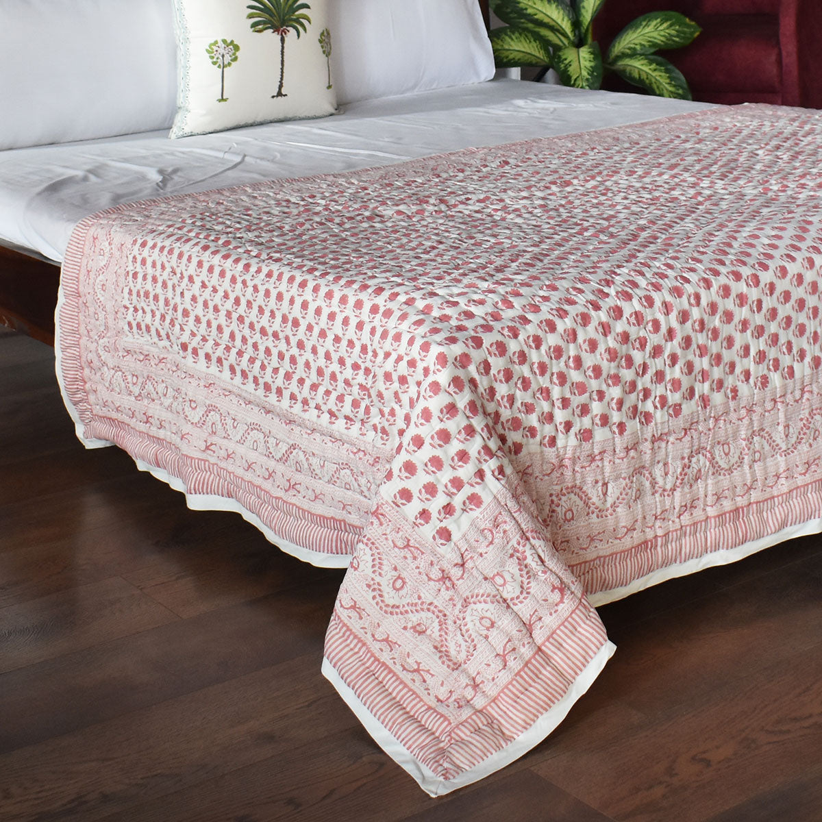 Jaipuri Razai Single Bed | Choti Booti Pink 202411