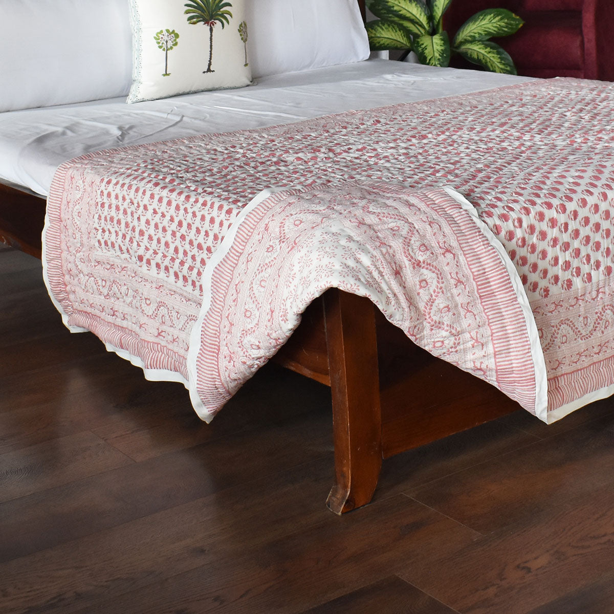 Jaipuri Razai Single Bed | Choti Booti Pink 202411