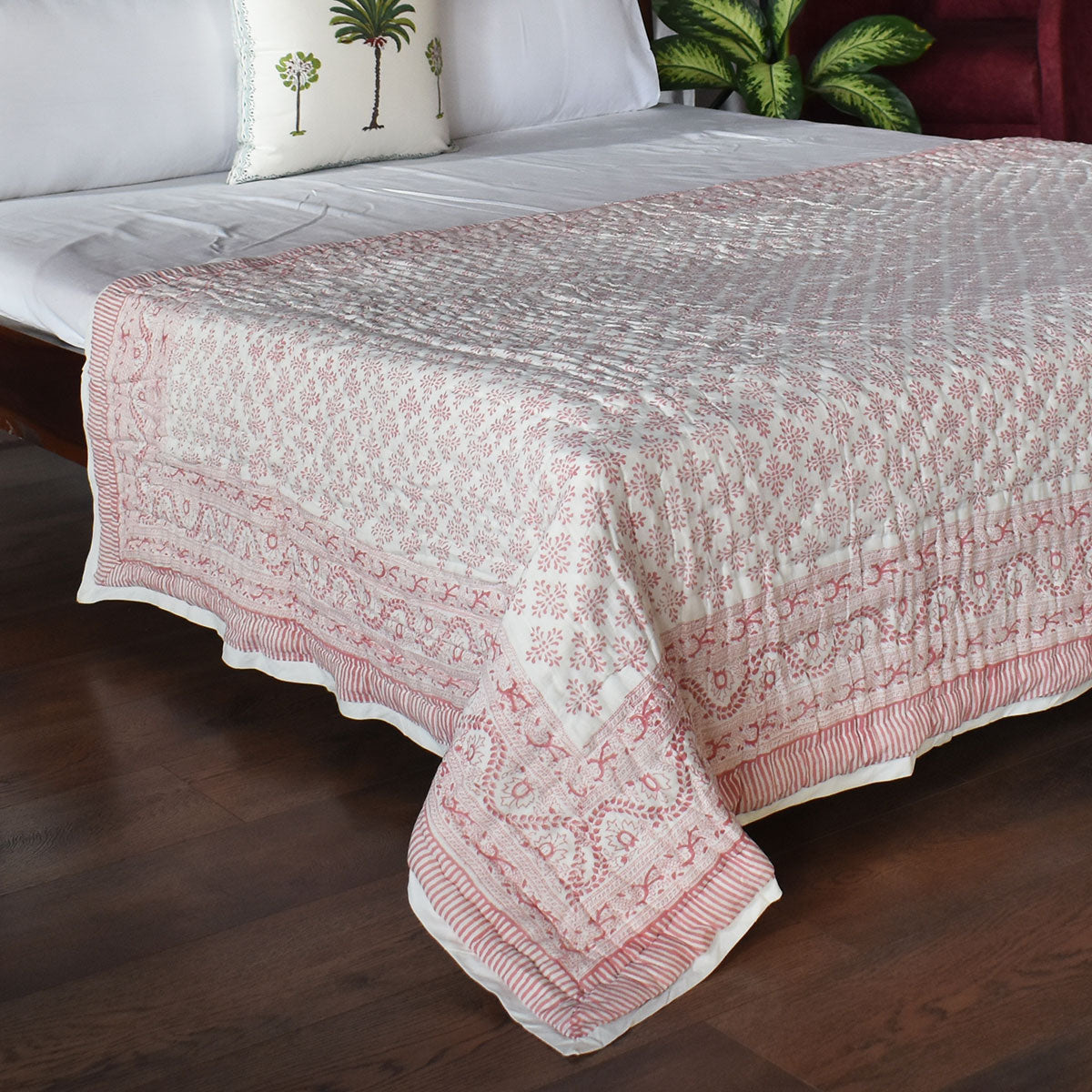Jaipuri Razai Single Bed | Choti Booti Pink 202411