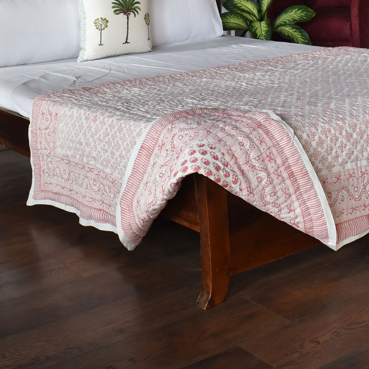 Jaipuri Razai Single Bed | Choti Booti Pink 202411