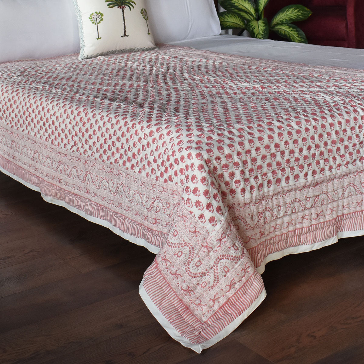 Jaipuri Razai Single Bed | Choti Booti Pink 202411