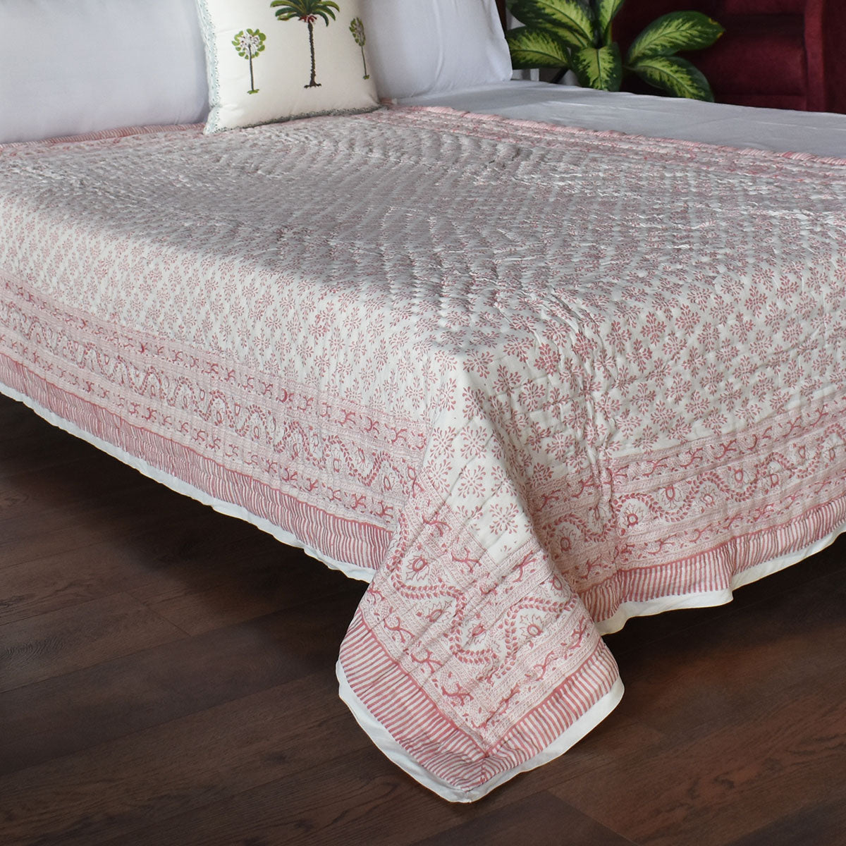 Jaipuri Razai Single Bed | Choti Booti Pink 202411