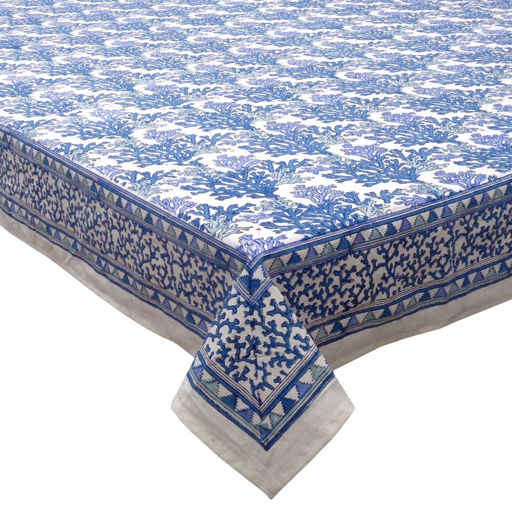 Indian Artisan Tablecloth | Coral Multi Blue 502087