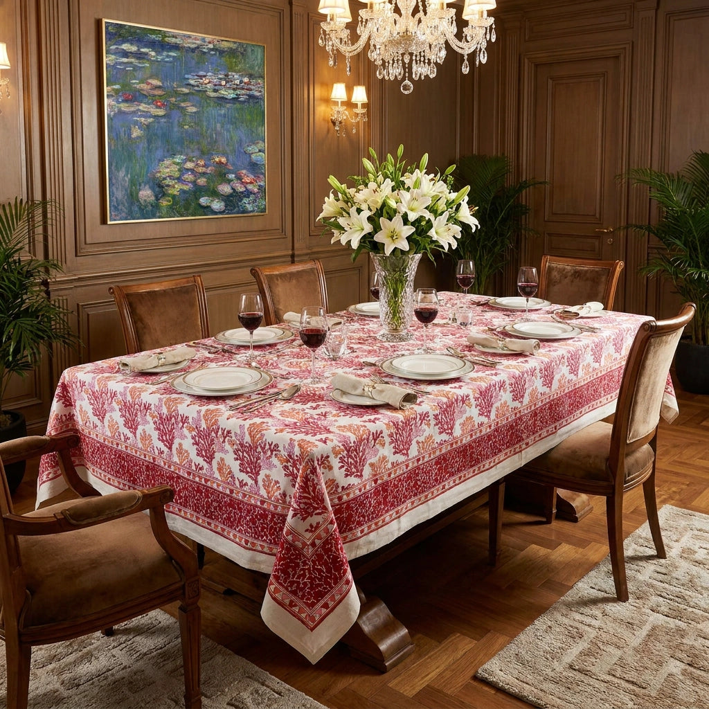 150 X 220 Cm Tablecloth | Coral Multi Red 701927
