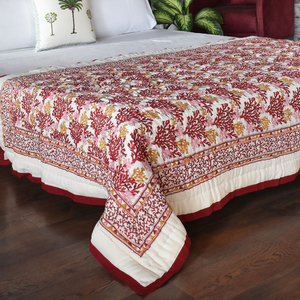 Cotton Quilt Single Size |Coral Multi Red 701927