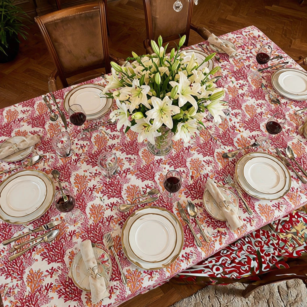 150 X 220 Cm Tablecloth | Coral Multi Red 701927