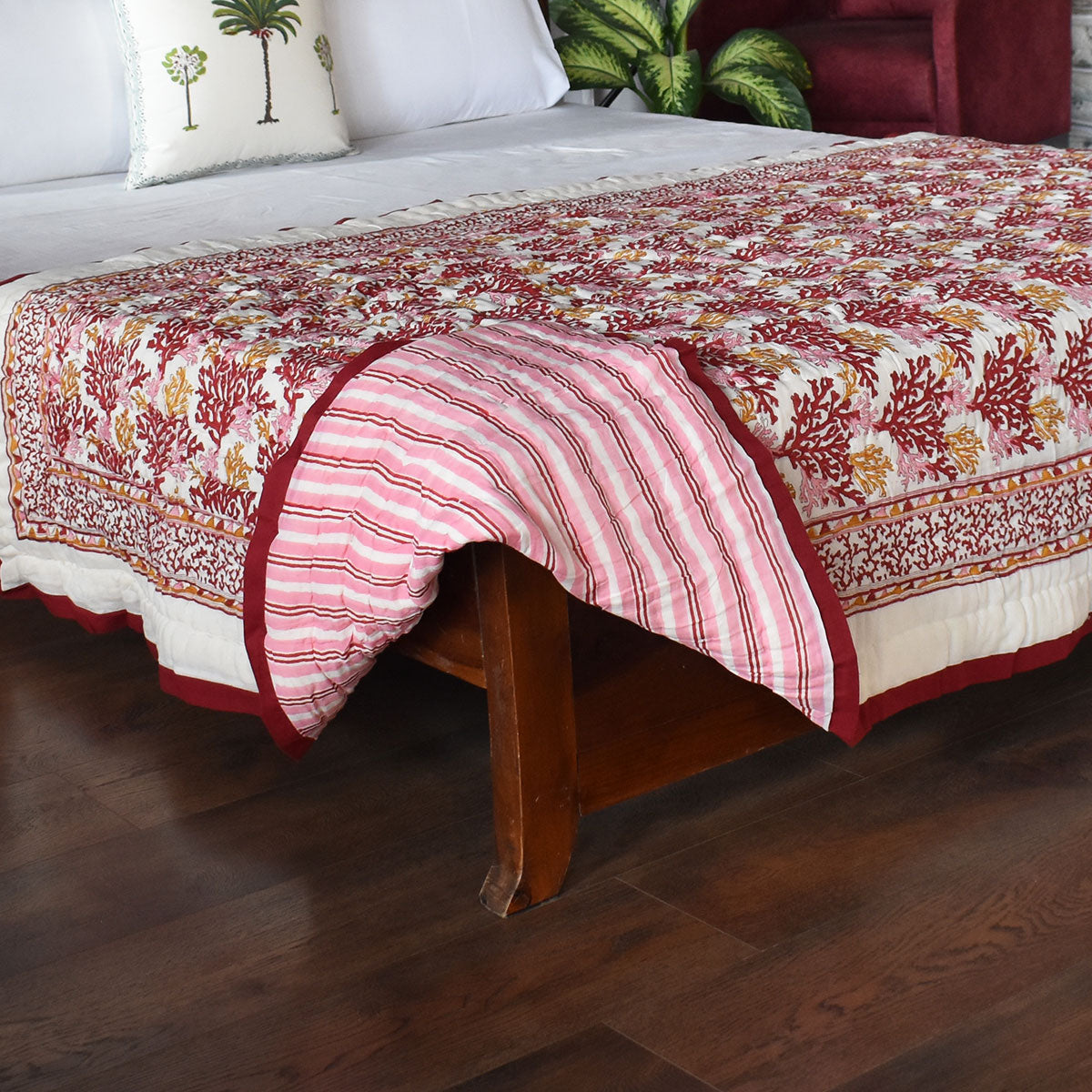 Cotton Quilt Single Size |Coral Multi Red 701927