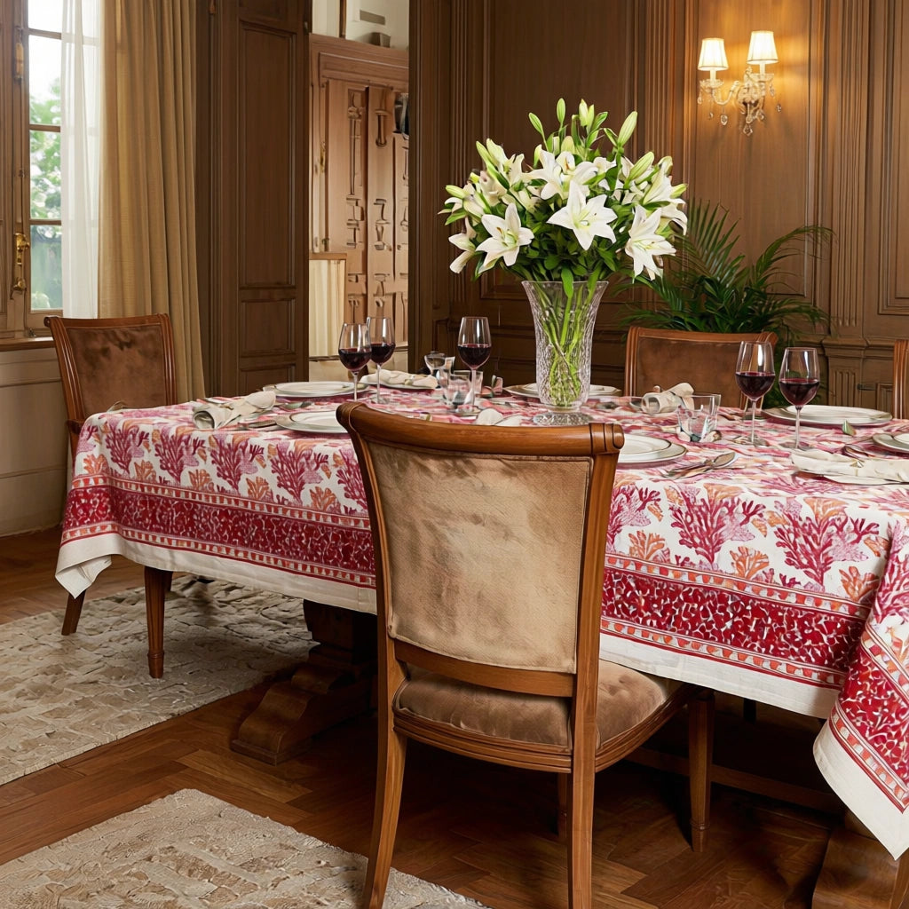 150 X 220 Cm Tablecloth | Coral Multi Red 701927