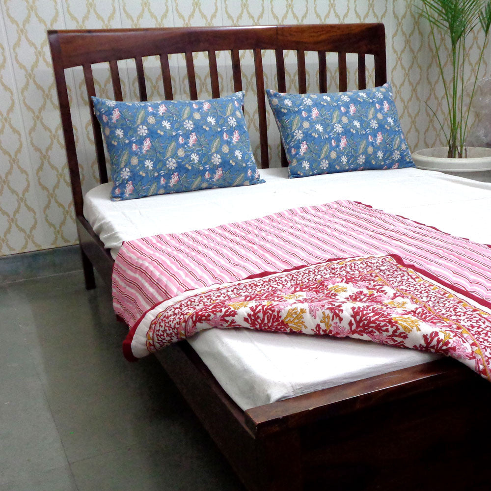 Jaipuri Razai With Natural Dyes For Baby | Coral Multi Red 701927