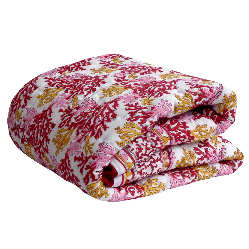 Jaipuri Razai With Natural Dyes For Baby | Coral Multi Red 701927