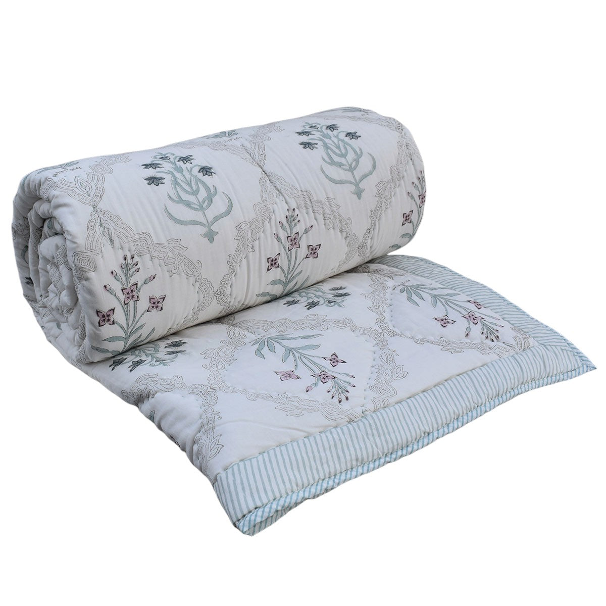 Double Bed Hand Block Printed Cotton Quilt
