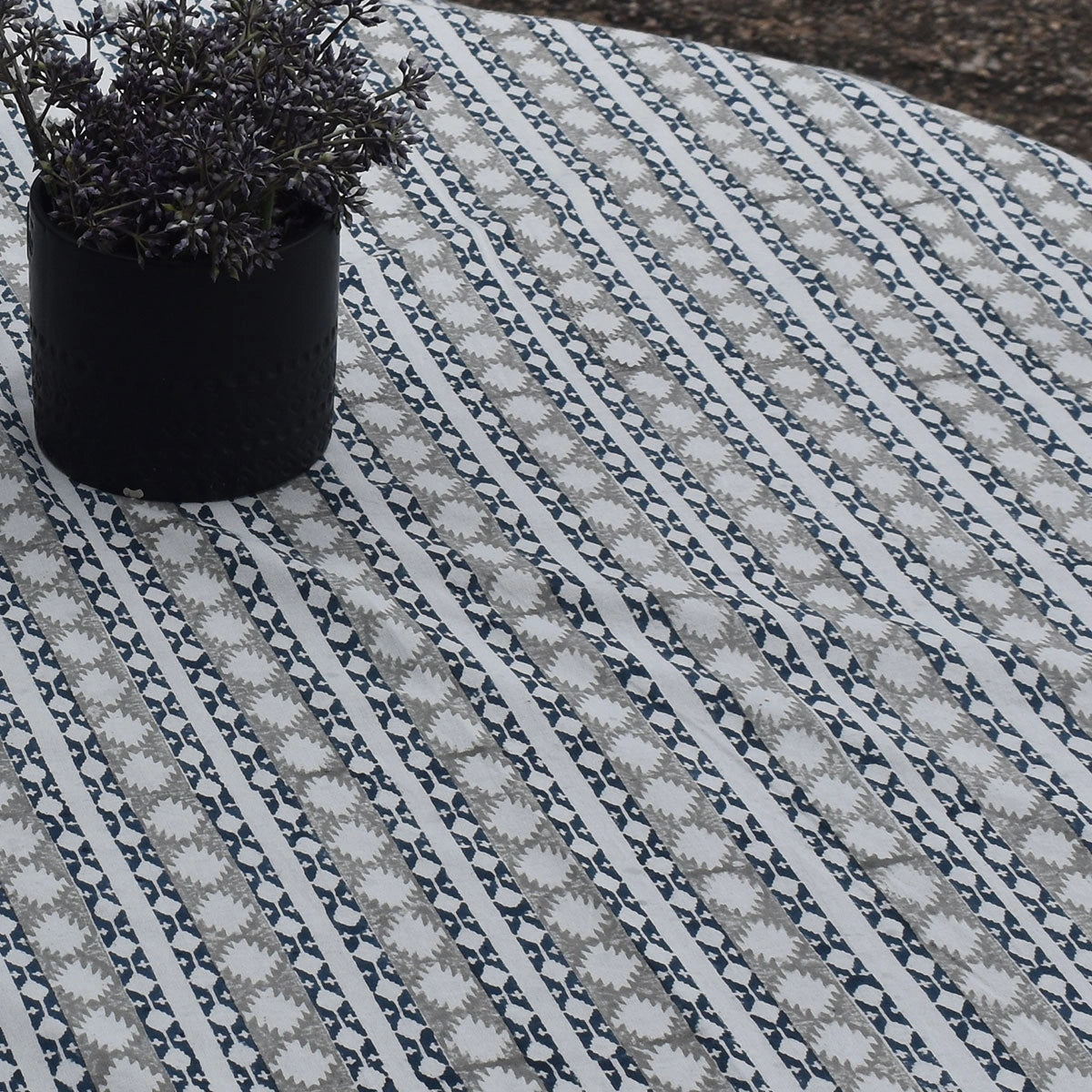 Banquet Table Cover Nordic Blue Greystone Stripe