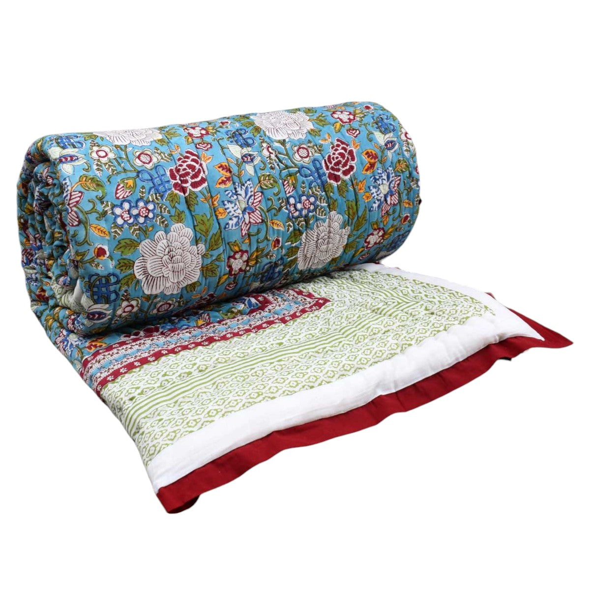 Lightweight Summer Quilt Double | Floral Canvas Blue Jade Gud 206865