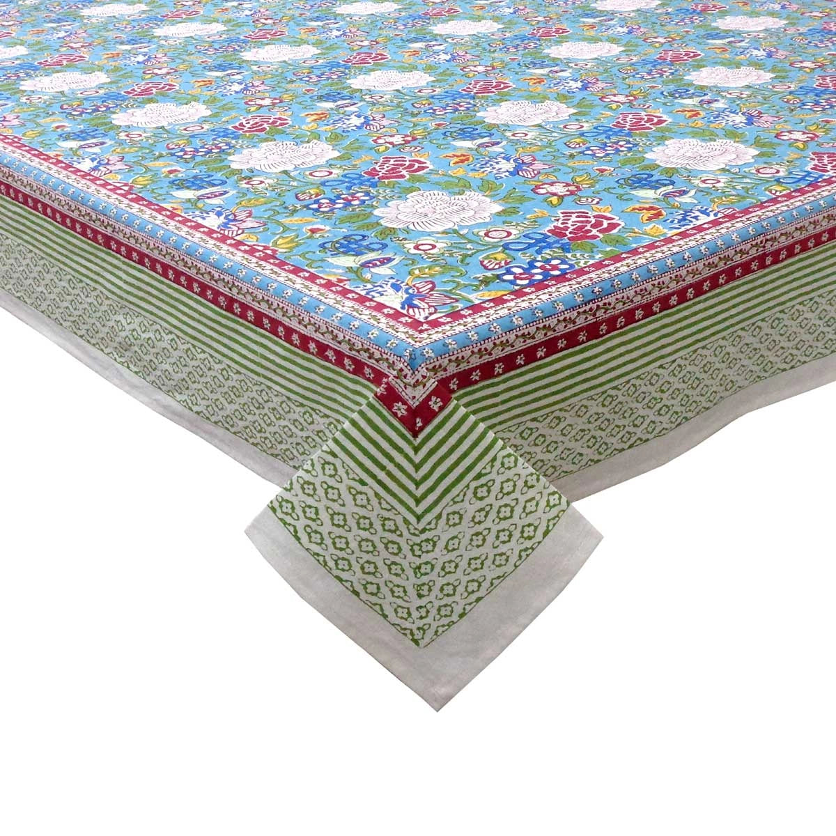 Special Occasion Long Table Linen | Floral Canvas Blue Jade Gud 206865