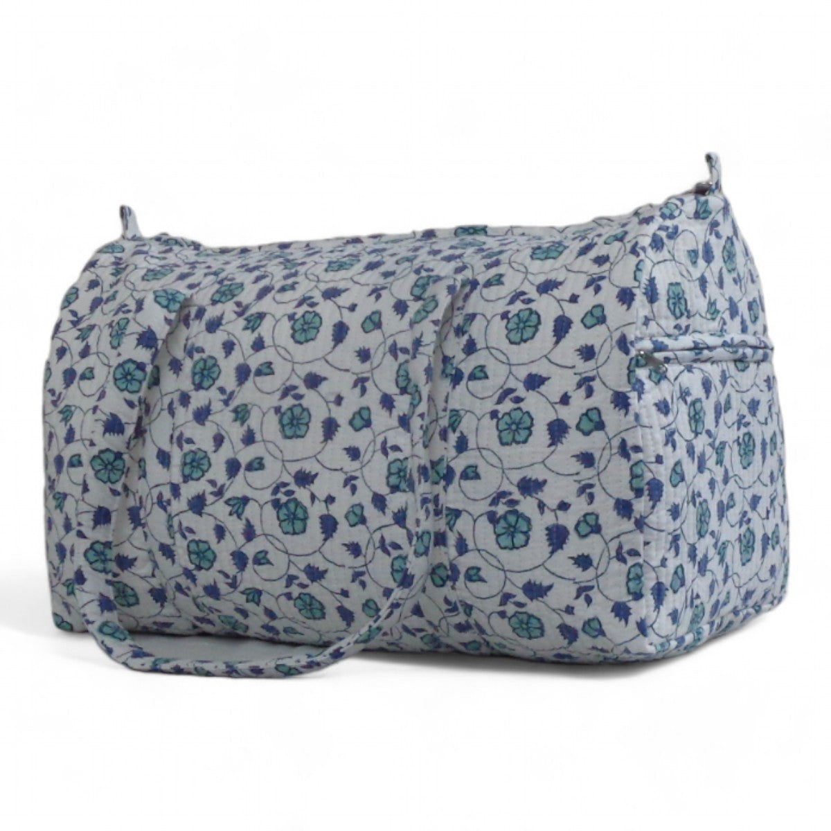 Cotton Weekender Bag Floral Kali Blue