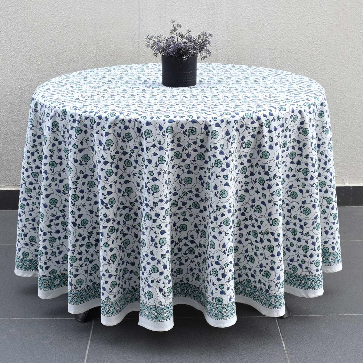 Holiday Round Table Decor Floral Kali Blue