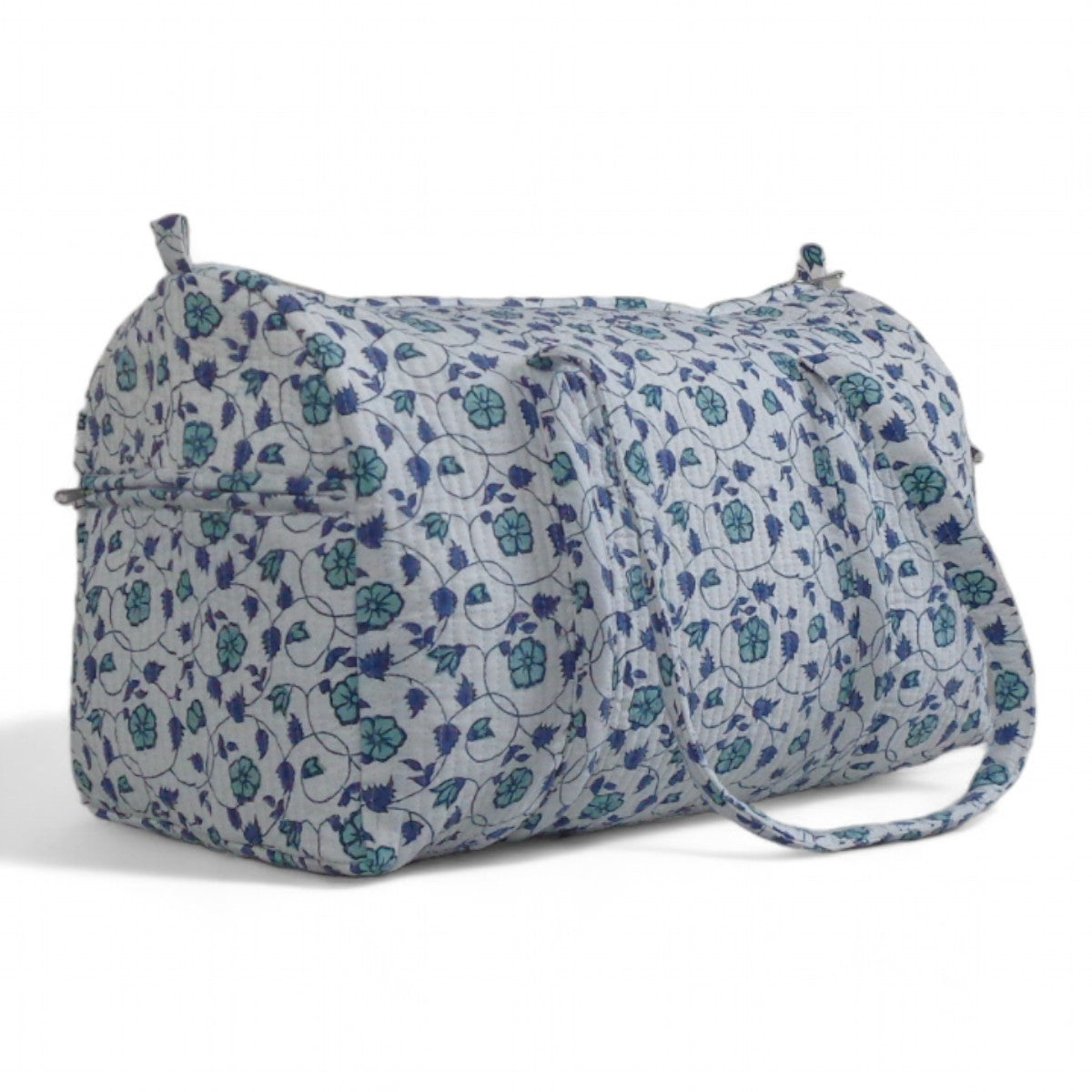 Cotton Weekender Bag Floral Kali Blue