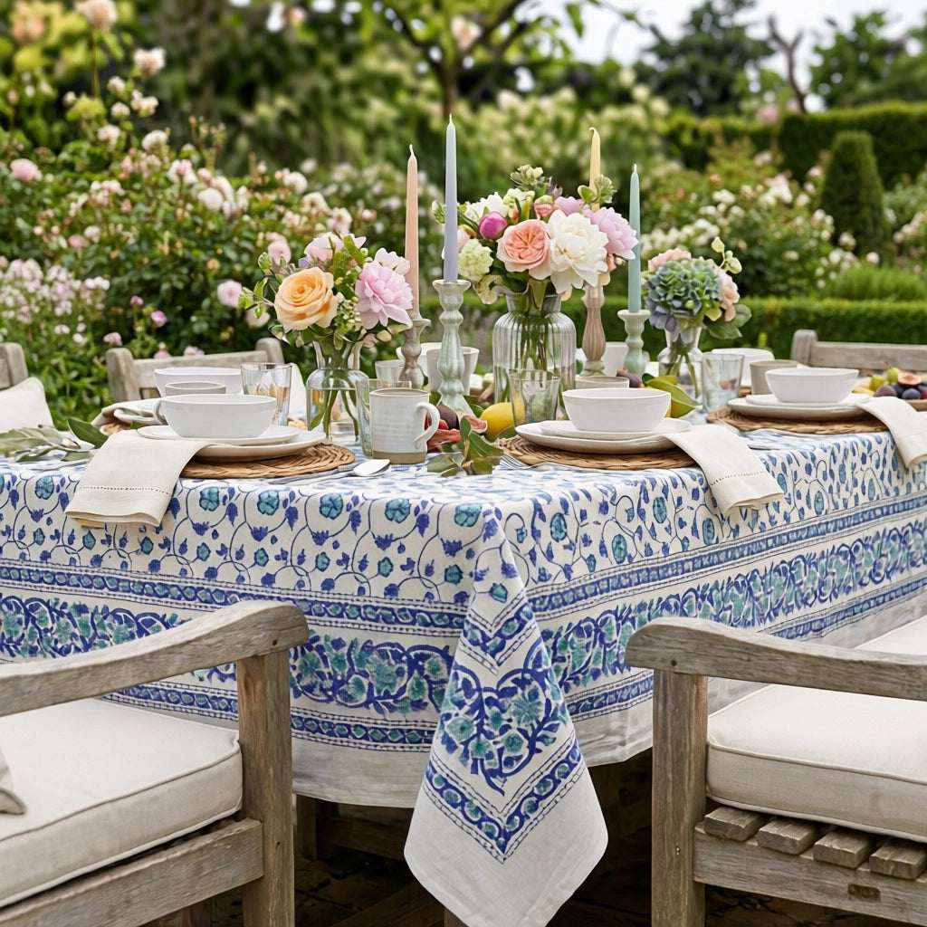 Party Large Tablecloth | Floral Kali Blue 203903