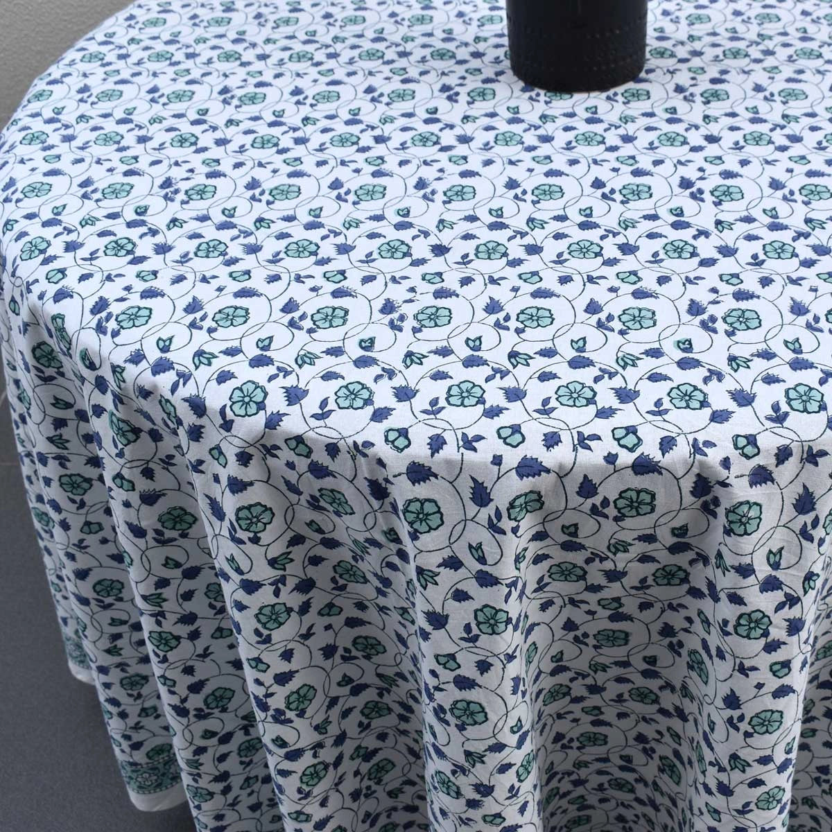 Holiday Round Table Decor Floral Kali Blue