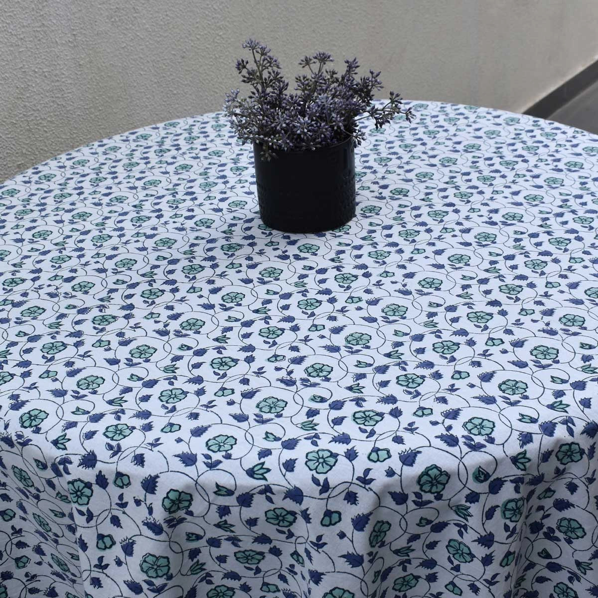 Holiday Round Table Decor Floral Kali Blue