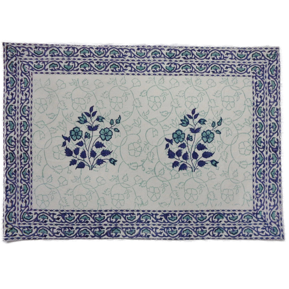 Cotton Canvas Table Mat 32x48 cms (Set of 2 Table mats) | Floral Kali Blue Boota 309470