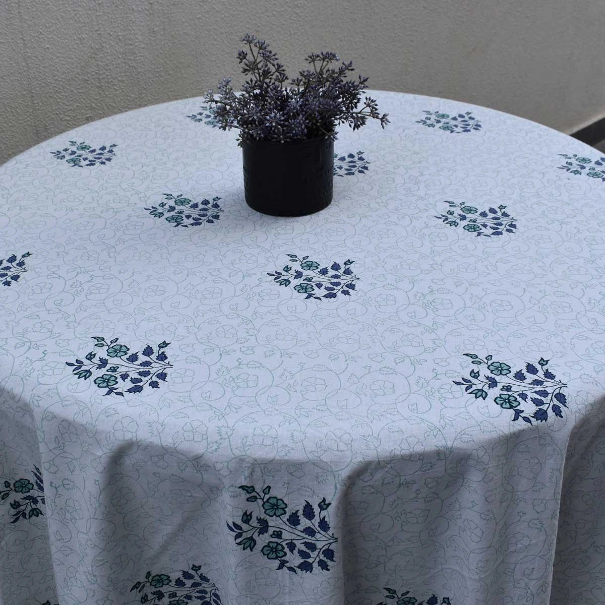 Holiday Round Table Decor Floral Kali Blue Boota