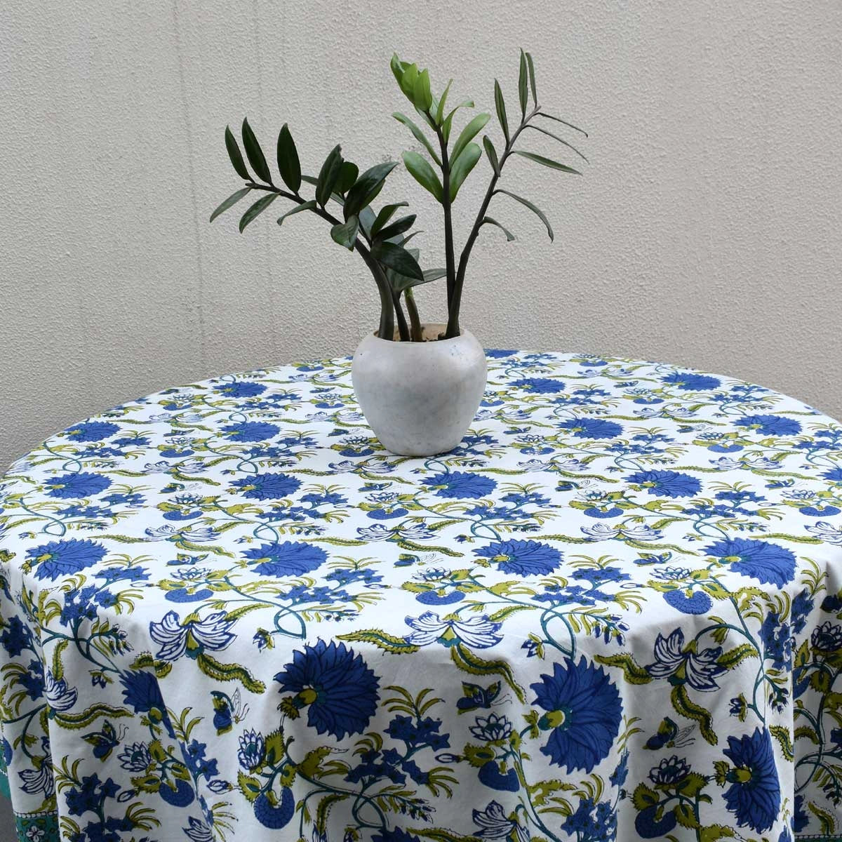 Banquet Round Tablecloth Flower Blossom Sea Green Open
