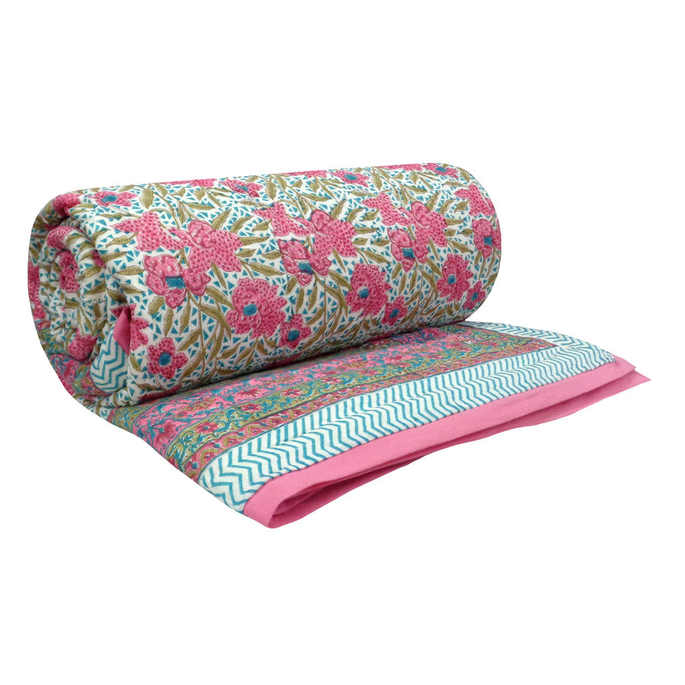 Jaipur Quilt For Double Bed | Flower Candy 103451