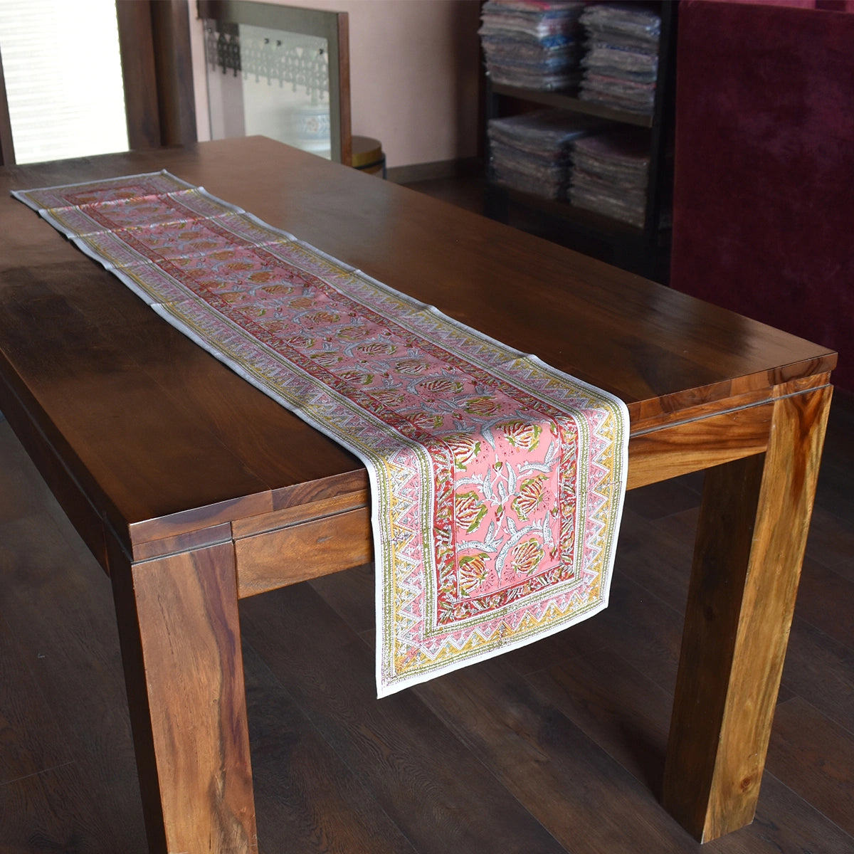 JAIPURI RAZAI Table Runner | Frost Pink Floral 202816