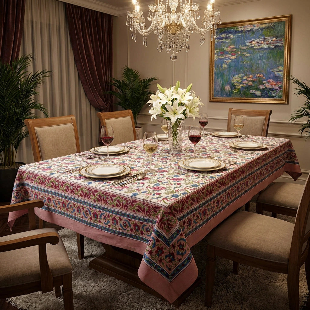 JAIPURI RAZAI Artisan Table Cover For 4-6 Seater | Genda Bale 105479