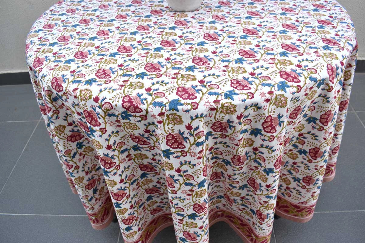 Ethnic Motif Round Table Cover Genda Bale