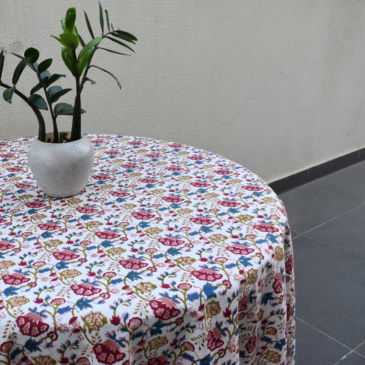 Ethnic Motif Round Table Cover Genda Bale