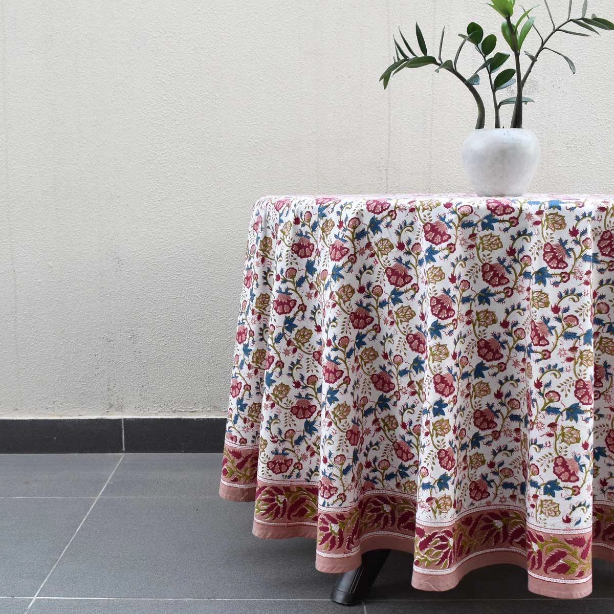 Ethnic Motif Round Table Cover Genda Bale
