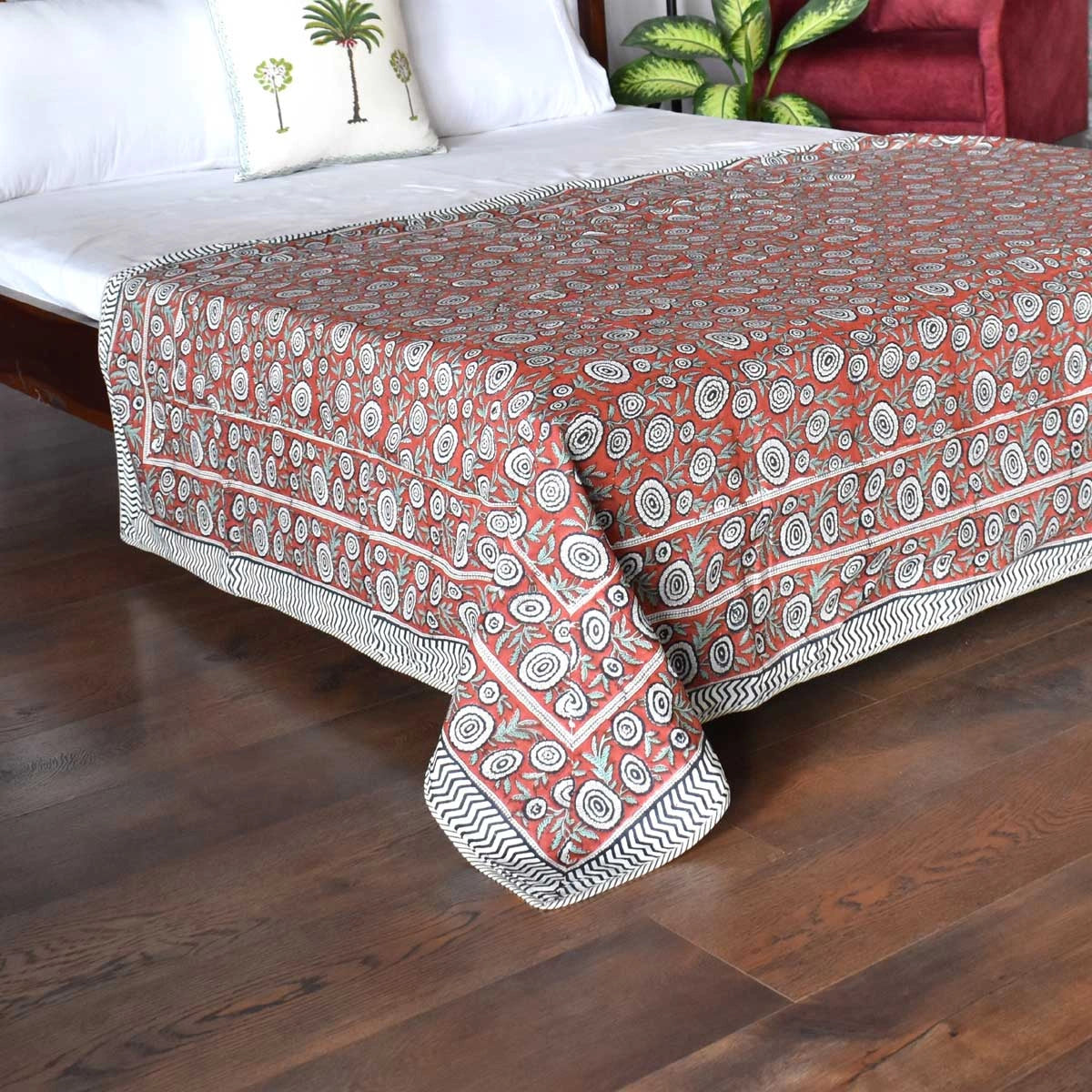 Floral Print Single Dohar | Gol Phool Brown 205723
