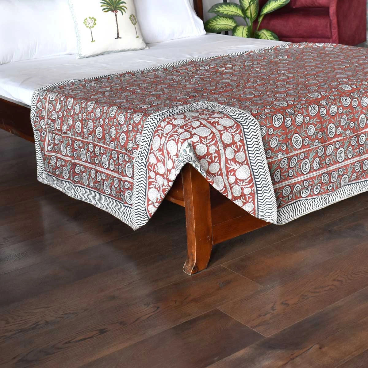 Floral Print Single Dohar | Gol Phool Brown 205723
