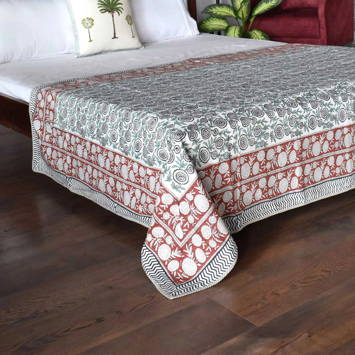 Floral Print Single Dohar | Gol Phool Brown 205723