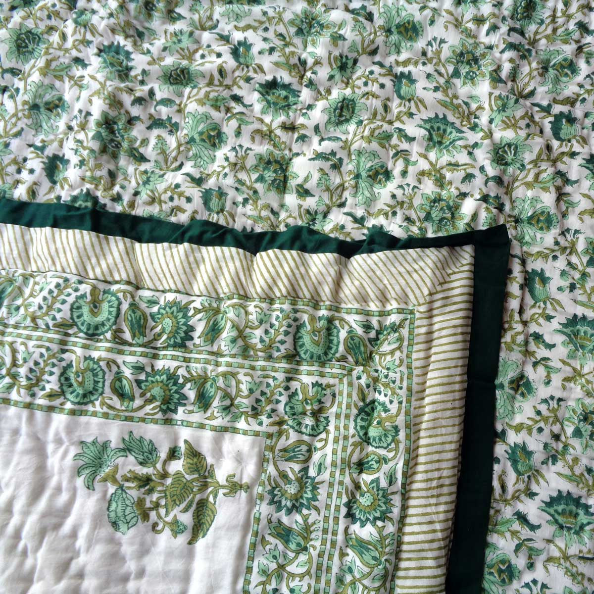 Chemical-Free Baby Bedding Natural Dyes Jaipur Razai | Hari Bagia Jaal 605170