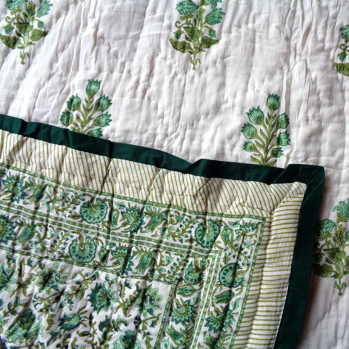 Chemical-Free Baby Bedding Natural Dyes Jaipur Razai | Hari Bagia Jaal 605170