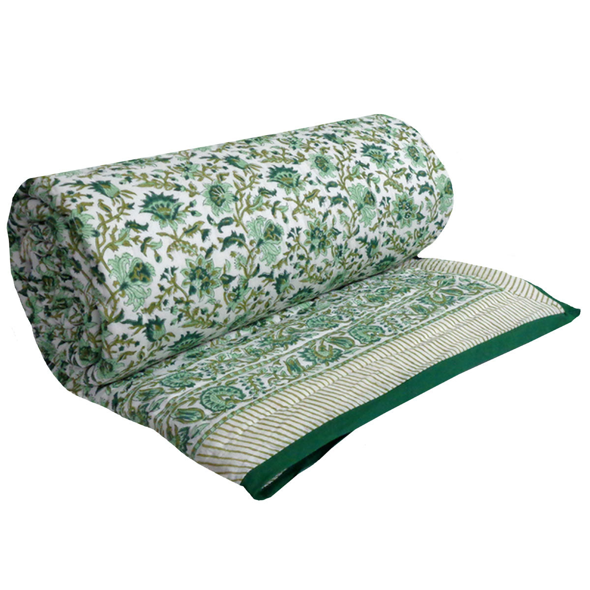 •	Jaipur Handicrafts Cotton Quilt King Size | Hari Bagia Jaal 605170
