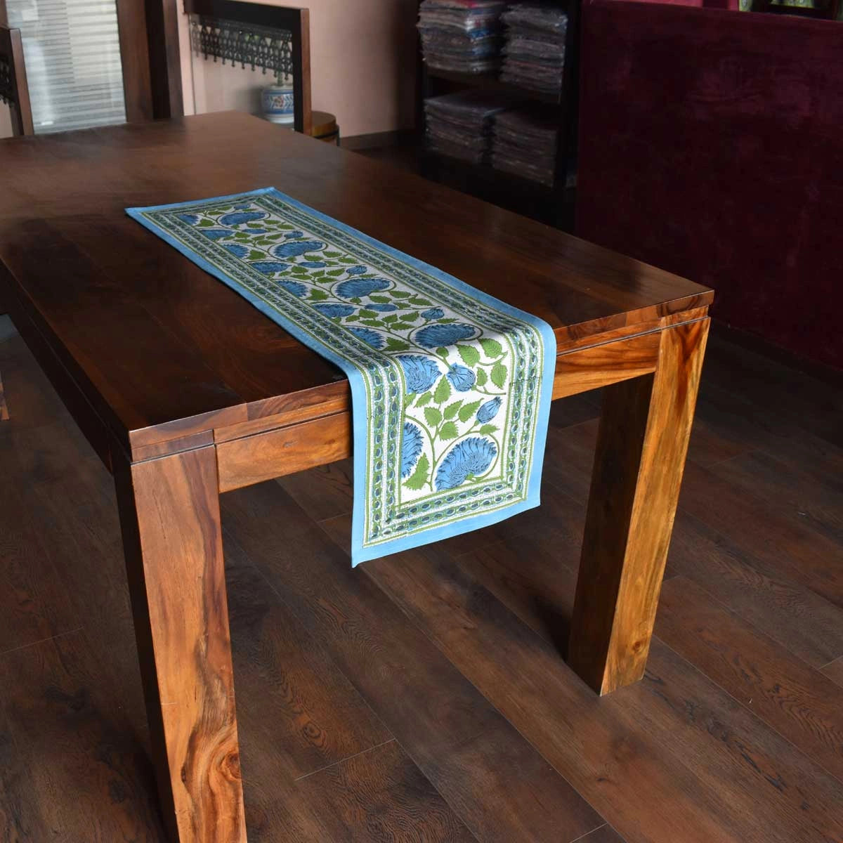 Console Table Runner Kamal Aqua Open