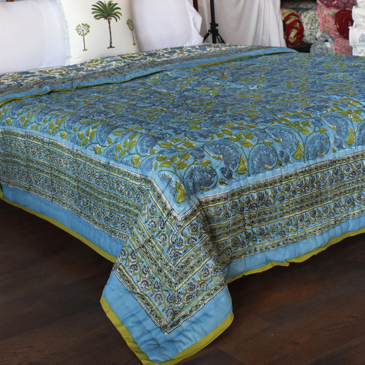 Jaipuri Razai With Natural Dyes Double | Kamal Aqua 205309