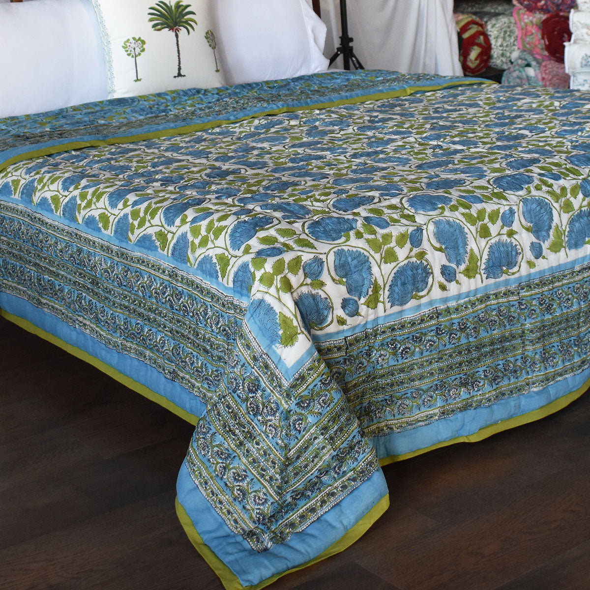 Jaipuri Razai With Natural Dyes Double | Kamal Aqua 205309